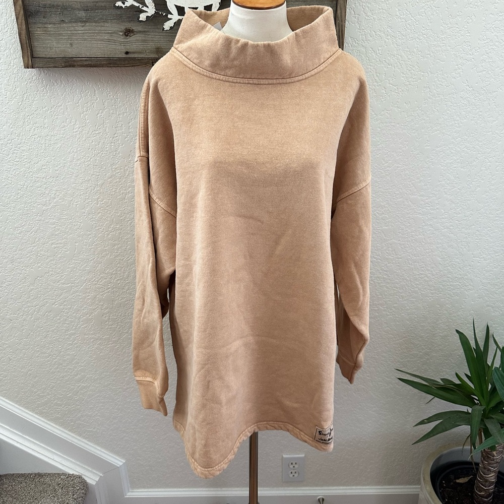 Sloppy‎ Joe Organic cotton tan funnel neck tunic sweatshirt size 3 NWT